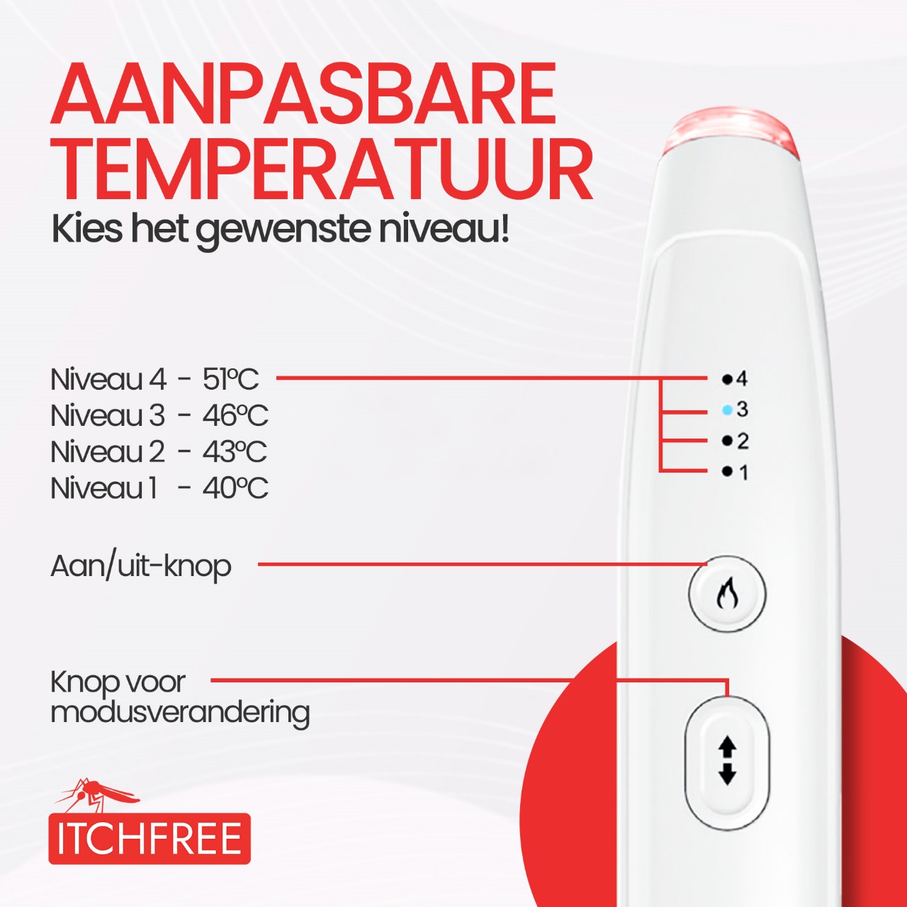 Itch Free temperatuurstanden